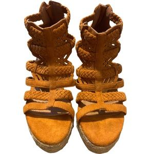 Mata Orange Suede Wedge Heel